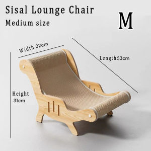 Cat Scratcher Sisal 2 in 1 Cat Lounge Chair Sofa Hammock Wood Stable Scratching Post Wear-resistant