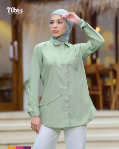 Baju Kemeja wanita Lengan Panjang Resya 5 by Nibras Motif Polos Kasual