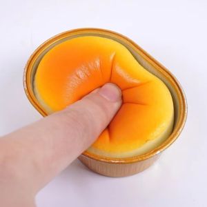 SPARAK Sensory Fidget Simulated Cheese Bread Squeeze Toy Soft Rebound Cheese Bread Shape Stress Relief Toy Creative Portable Decompression Toy Gift