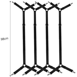 8ชิ้นผ้าปูที่นอนอเนกประสงค์ที่จับคงที่ยืดหยุ่นสูงปรับได้ชุดสายรัดไขว้ที่หนีบกรอบแบบไม่ลื่นโซฟาสำหรับบ้าน