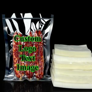 100PCS Open Top Clear Vacuum Bag DIY Custom Logo Plastic Matcha Meat Fish Fruit Heat Sealing Frozen Heatable Packaging Pouches2026