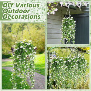 Artificial Tea Flower Vine with Leaves Wall Hanging Fake Plant Garland for Wedding & Gardening Decor