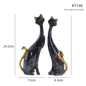 [Exclusive Limited Edition] 2pcs/set Cat Statues Animal Modern Sculpture Room Decoration Accessories Home Design Gift