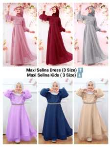 Pakaian Gamis Perempuan Dewasa Terbaru Maxi Selina Dress Matt Brokat Tille Furing Ukuran Jumbo Model kekinian dress Wanita Good Quality Premium