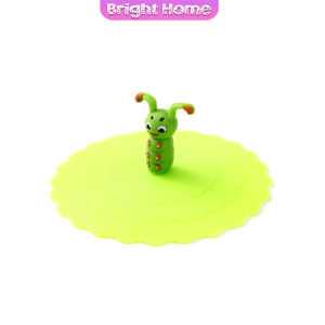 ฝาปิดซิลิโคนถ้วยแก้ว ที่จับเป็นการ์ตูน ขนาด10cm นำกลับมาใช้ใหม่ได้ Cup Lid