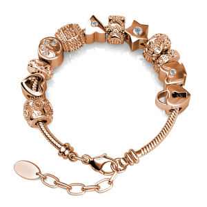 Her Jewellery Devoted Charm Bracelet - Luxury Crystal Embellishments plated with 18K Gold