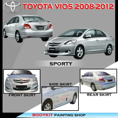 TOYOTA VIOS NCP93 2008-2012 SPORTY STYLE FULLSET SKIRTING (FRONT SKIRT SIDE SKIRT REAR SKIRT) FIBER/ PU GETAH BODYKIT