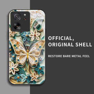สำหรับ Xiaomi 13T และ Xiaomi 13T Pro เคสศัพท์ป้องกันการตก ลายดอกไม้ผีเสื้อ บุคลิกภาพทันสมัย