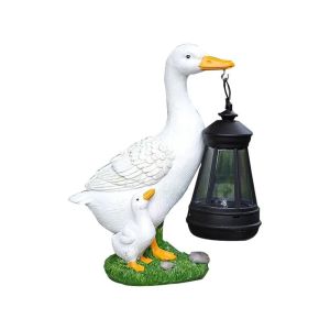 Solar Duck Garden Light - Weatherproof Resin Statue with Warm White LED Cute Animal Figurine Solar Lamp for Outdoor Pathway Decor