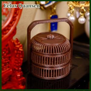 Eelux Dollhouse Imitation Bamboo Mini Antique Style Chinese Round Food Basket Accessories DollsHouse Miniature Ornaments