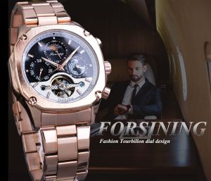 Forsining Fashion Luxury Tourbillon Watch Mens Mechanical Watch Date Automatic Steel Watch Relogio Masculino. Gifts for Men