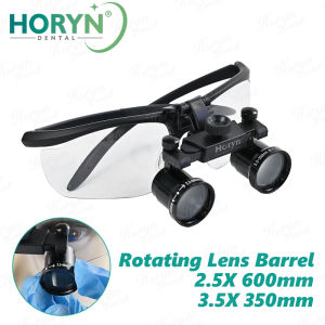 HORYN Dental Loupes 2.5X-3.5X Adjustable Black Magnifier Lab Medical Magnification Binocular Magnifier