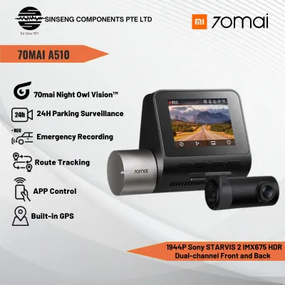 [New Launch] 70mai A510 Dash Cam Dual Lens Front & Rear Car Camera Recorder with GPS ADAS | Dual Channel Dashcam Car Camera by Xiaomi