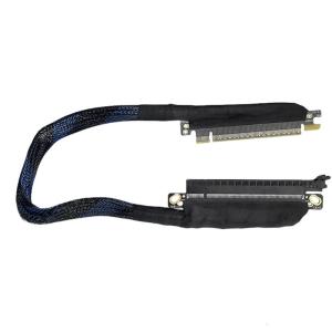 Low Loss PCIe5.0 X16 Left Exit GPU Extension Cord 180 Degree Turn Design with Abrasion Resistant Meshes Harness Risers