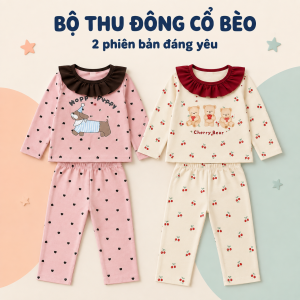Bộ Thu Đông Dài Tay Bé Gái Phối Cổ Bèo Nổi Bật 8 ~ 21kg - KimKim Kids