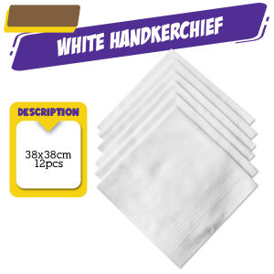 Magic photo 12pcs Pure White Handkerchiefs 38x38cm for Men and Women