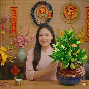 Chậu cây ĂN TRÁI cao 36cm bằng đất sét Nhật cao cấp