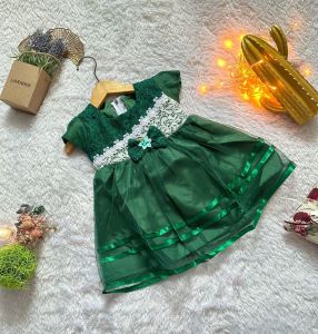 Gaun Pesta Anak Perempuan Lengan Panjang Motif Floral - Bahan Katun Lembut - Usia 0-12 Bulan