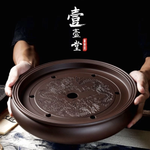 ถาดรับน้ำ ถาดชาเซรามิกดินเผา ดินเผา ถาดชา  ถาดรองน้ำชา ที่วางกาชา ถาดกรองน้ำชา ทั้งใบมีร่องสำหรับเทน้ำชาทิ้งลงด้านล่าง  紫砂茶盘