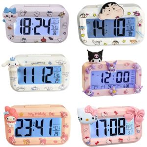 Cartoon Kawaii Kuromi Cinnamoroll My Melody Pochacco Electronic Alarm Clock Desktop Digital Timer Student Clock Self Disciplin