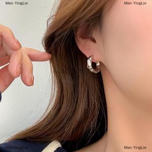 [COD] Man YingLie Vintage Cold Color Thick Metal Exaggeration Hoops Earrings Irregular Wave Concise Geometry Hoop Earrings For Women Girl