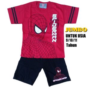 Setelan Kaos Anak Laki Laki Lengan Pendek Kaos dan Celana Jumbo Bergambar Karakter kartun Lucu Super Herro Batman Spidermen Umur Usia 9 10 11 Tahun-KIDZTUBS1808013124