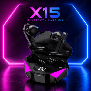OSHINE X15 Wireless Gaming Headset Bluetooth Headphones with Mic Wireless LED Display Hi-Fi Sound Waterproof Earpbuds