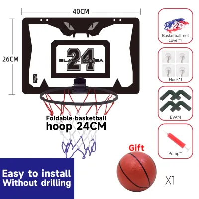 IMUTO 46*30cm Indoor Basketball Hoop Basket Ball Ring Set For Play Kids / teenager Ball Toys Shatterproof Hanging Basketball Court【Free Basketball & Pump】