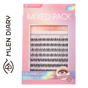 MLEN DIARY Bulu Mata 3 IN 1 MIXED PACK L DRAMATIC STYLE Series D Curl 11-15mm - MAX (1 PAK ISI 96pcs)  (40pcs BUSHY 6D LASHES + 44pcs BUSHY GEMINI STAR LASHES + 12pcs LOWER LASHES) WISPY & DOLL EYELASHES LAZY LASHES (Bulu Mata Palsu) Original