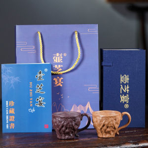 宜兴原矿紫砂紫泥段泥手工茶器仿生茶道配件茶具紫砂主人杯