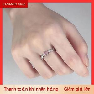 CS Bạc Màu Nhẫn Hồng Trái Tim Opal Sáng Tạo Vòng Tay Cổ Điển Thẩm Mỹ Dễ Thương Punk Nhẫn Cho Phụ Nữ Quyến Rũ Đồ Trang Sức Phụ Kiện