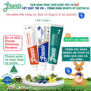 Kem đánh răng trẻ em - người lớn thảo dược hữu cơ Grants - 3 hộp trắng răng việt quất quế