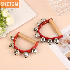 [COD] SHZTGM Handbell Hand Bells With 5pcs 7pcs Jingle Bells Wood Handle Musical Instrument Bell Toy Gift For School Music Class Home Daycare