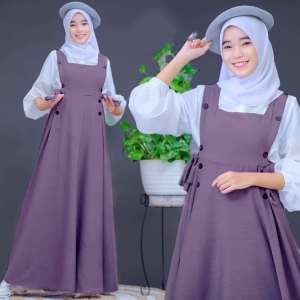 Gamis Iriana Set Baju Anak Perempuan Usia 9-17 Tahun Setelan Dress Wanita Remaja Katun Polos