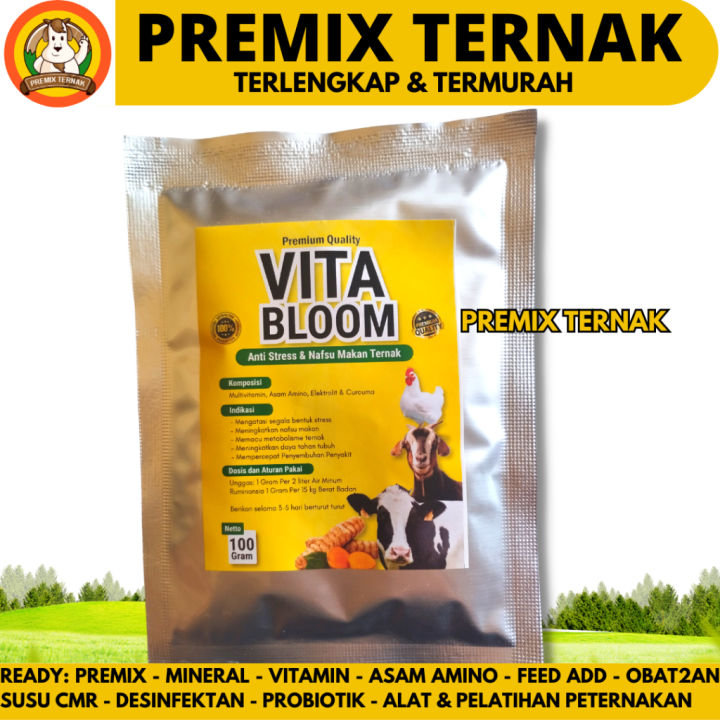 VITA BLOOM 100 GRAM - Vitamin Lengkap Penambah Nafsu Makan Hewan Ternak Domba Kambing Sapi Babi Kuda - Vitamin Kambing Agar Gemuk - Vitamin Kambing Cepat Besar - Vitamin Pemacu Pertumbuhan Hewan Ternak Hewan Ternak Domba Kambing Sapi Babi Kuda