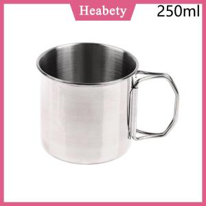 Heabety 1PC thép không gỉ gấp xử lý Cup xách tay Carabiner cup ngoài trời cắm trại cup Đối với trang chủ ngoài trời cắm trại phụ kiện