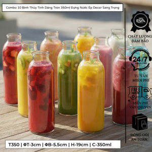 Combo 10 Bình Thủy Tinh Dáng Eo Nhỏ 350ml & Eo Lớn 500ml Đựng Nước Ép Sữa Hạt Decor Cao Cấp