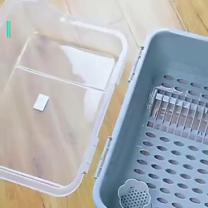 Dish Rack Dishware Storage Box Drain Bowl Rack with Cover Kitchen High-capacity Tableware Storage Organizer