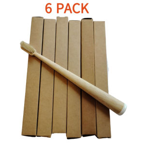 6 Pack Boar Bristle & Bamboo Toothbrush Biodegradable Natural Tooth Brushes Oral Care Tool for Adults2026