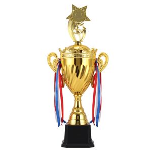 CANICECA Gold Color Gold Award Trophy 41/45.5/47.5/52/56.5/62CM Plastic Material Competition Trophies Model Cups Craft Souvenirs Sculpture Trophies Soccer Competition