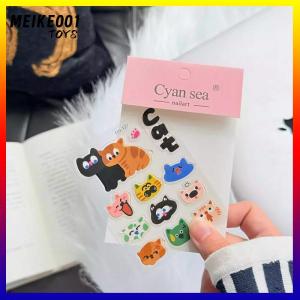 MEIKE001 1แผ่น3D อีพ็อกซี่เรซิ่นใสสติ๊กเกอร์อินน่ารักแมวดำการ์ตูนเจลลี่สติกเกอร์ตกแต่งสำหรับ DIY เคสโทรศัพท์แล็ปท็อปแท็บเล็ต