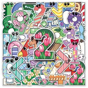 50Pcs Cartoon Color Number Sticker Graffiti DIY Phone Luggage Laptop Diary Guitar Child Education Decals