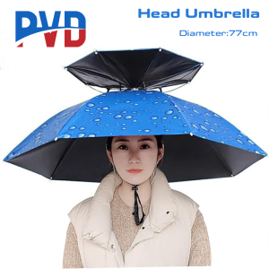 PVD Payung Topi Foldable Head Umbrella Cap Outdoor Double-Deck Travel Fishing Cap Anti Rain Sun UV Protection Hat