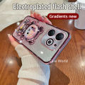 เคสสำหรับ Tecno Spark Go 2024 BG6เคสโทรศัพท์แวววาวพร้อมที่ตั้งรูปหมีน่ารัก | นุ่มที่กันกระแทกทีพียูซิลิโคนเคสชุบเคลือบผิวด้วยไฟฟ้าแวววาว. 