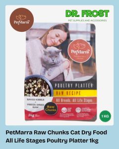 PetMarra Raw Chunks Cat Dry Food Poultry Platter 1kg All Breeds All Life Stages Baked Kibble Freeze-Dried Raw Chunks