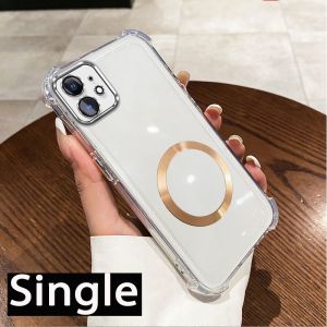 Case for iphone 12 pro max 13 pro max 11 pro max 12phone casing Soft shell silicone shock absorber cover transparent shell shiny magnetic suction ring with rope SJSKJSQ01