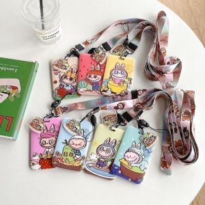LABUBU Card Holder Relief Pattern with Rope Student ID Card Bank Card Photocard Hanging Neck Holder