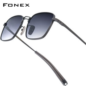 FONEX Titanium Sunglasses Men Fashion Brand Design Retro Vintage Square Japanese High-Quality Ultralight Nylon Lens UV400 Sun Glasses DRX-8827T