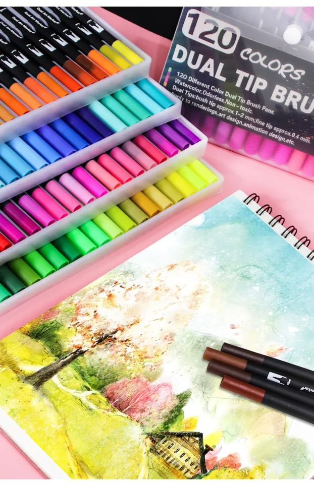 Dual Tip Brush Pen Set 12/24/36/48/72/100/120 Colors Dual Brush - Main Image