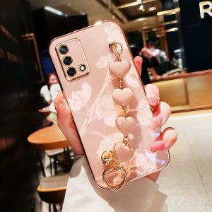 VRQR Korean Small Fresh Style Phone Case for OPPO A74 4G Reno 6 lite 4G A95 4G F19 F19S 4G Beautiful Bauhinia Flower Pattern with Love Bracelet Bracelet